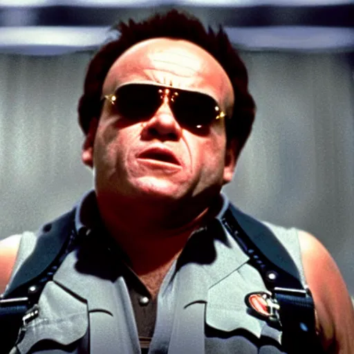 Prompt: Danny Devito as the T-1000 from Terminator 2, cinematic, Eastman 5384 film