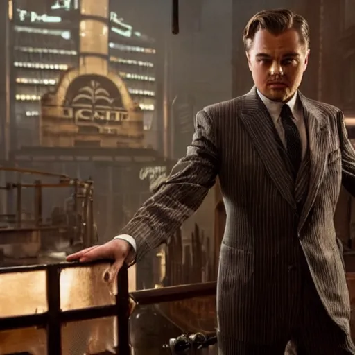 Prompt: cinematic photo of andrew ryan, portrayed by leonardo dicaprio, in a new live - action bioshock movie