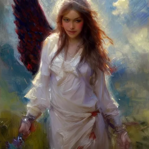 Prompt: angel, character portrait by Daniel F. Gerhartz