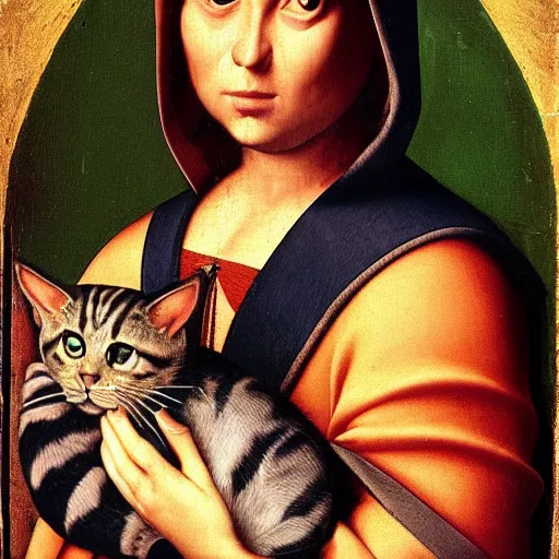 Image similar to Renaissance portrait painting of a cat nun