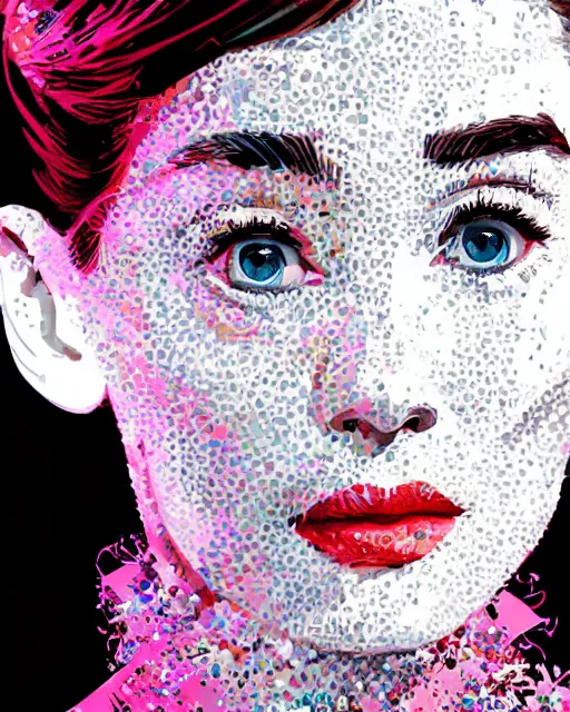 Prompt: highly detailed vfx portrait of audrey hepburn mixed with emilia clarke, global illumination, detailed and intricate environment by james jean, liam brazier, petros afshar, victo ngai and tristan eaton