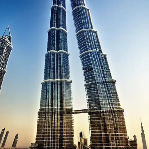 Prompt: a giant cookie floating above the burj khalifa while cookies rain down from the sky