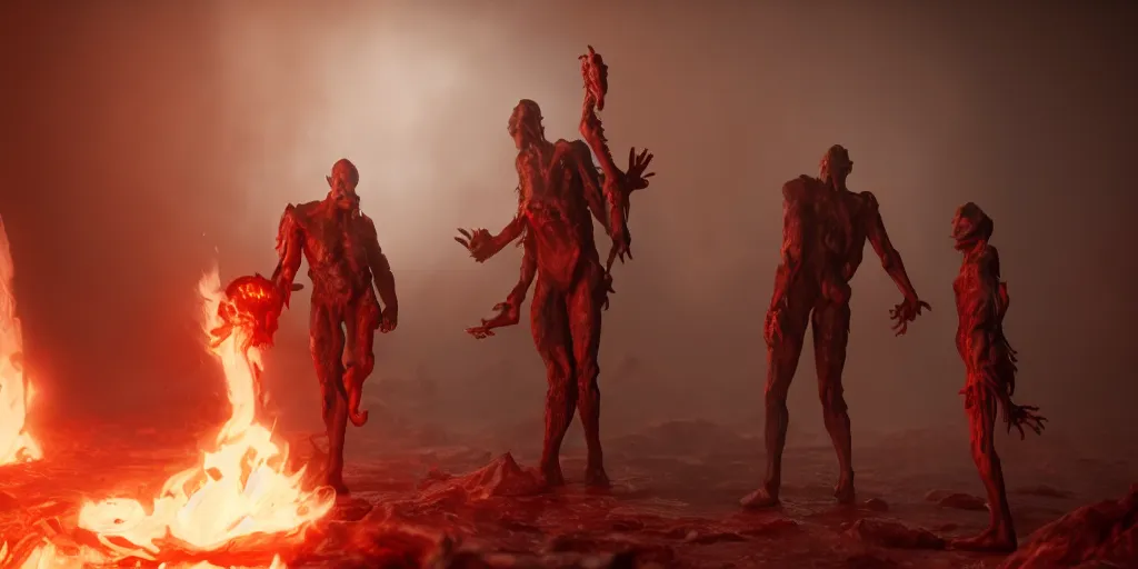 Prompt: Neil and I meeting in hell. Trending on artstation, award winning. Octane render, 4k, 8k, unreal 5, very detailed, hyper control-realism.