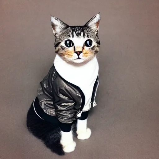 Image similar to cute cat wearing jacket