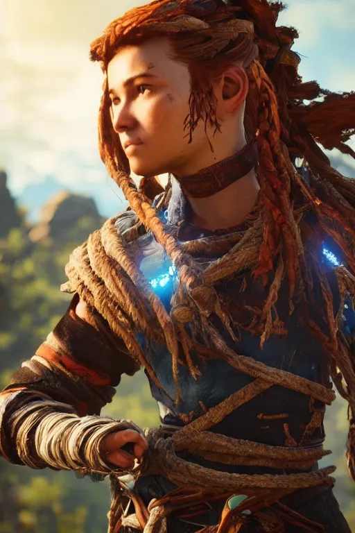 Image similar to a beautiful photo of aloy in horizon forbidden west