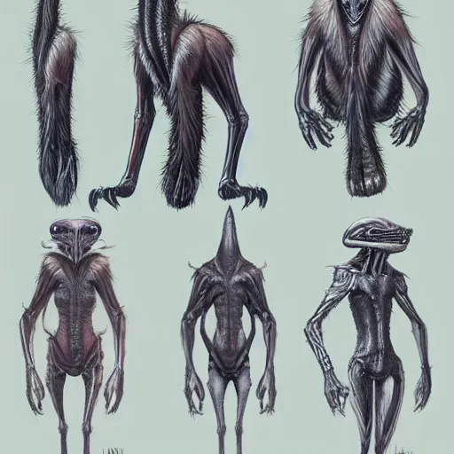 Prompt: alien mammalian species, tall and slender, highly detailed concept art