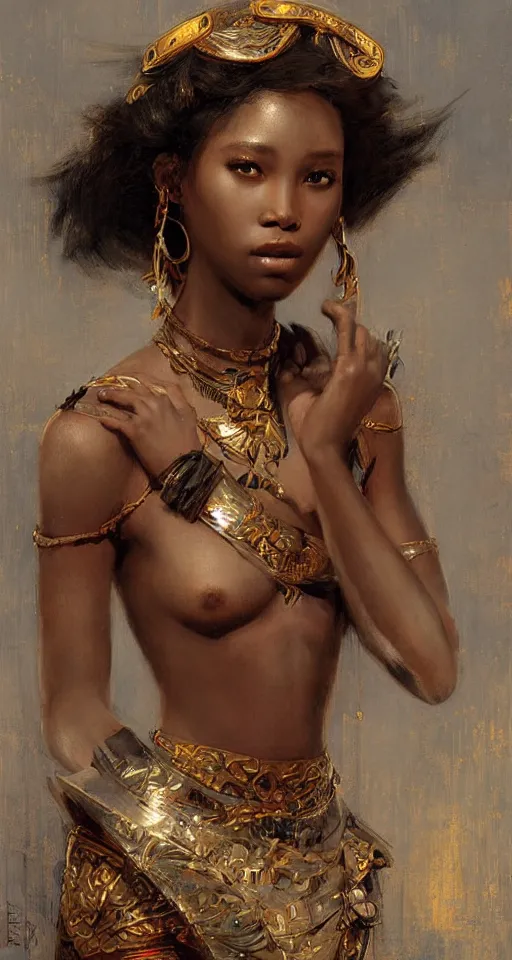 Image similar to a beautiful Zulu princess by Edgar Maxence and Ross Tran