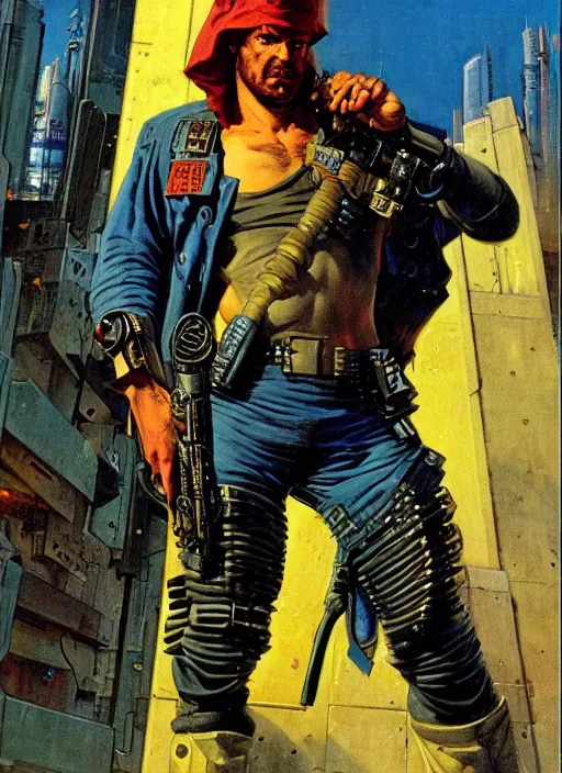 Image similar to cyberpunk mercenary. portrait by jean giraud and anton otto fischer and john philip falter and will eisner and gil elvgren