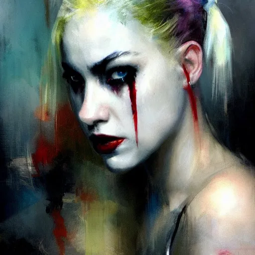 Image similar to harley quinn by jeremy mann