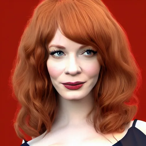 Image similar to christina hendricks as ole characters, 3 d render, blender,