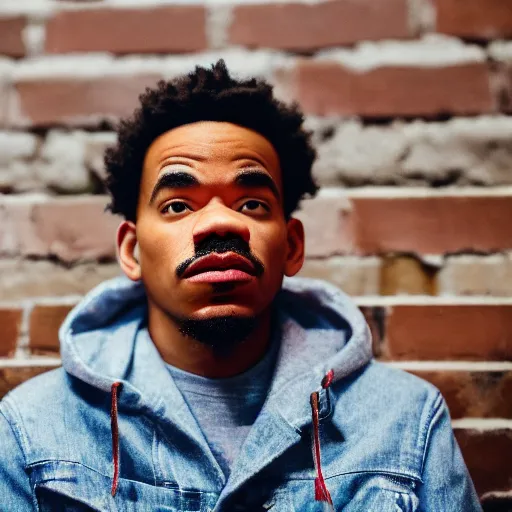 Image similar to a cinematic film still of a claymation stop motion film starring chance the rapper as a college student, shallow depth of field, 8 0 mm, f 1. 8