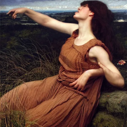 Prompt: wind kissed pictures, ashes, lament, catastrophe ballet, photorealism, hyper - realism, 4 k, high resolution, hyper detailed, realistic, by waterhouse, by godward, by munier,