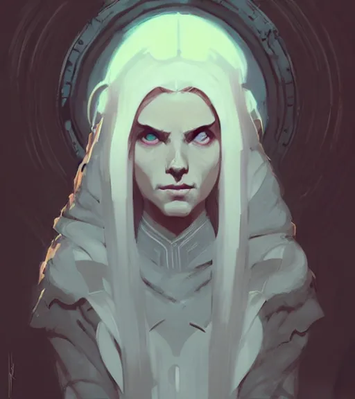 Prompt: portrait of elven mage ( lord of the rings ) by atey ghailan, by greg rutkowski, by greg tocchini, by james gilleard, by joe fenton, by kaethe butcher, dynamic lighting, gradient light blue, brown, blonde cream and white color scheme, grunge aesthetic