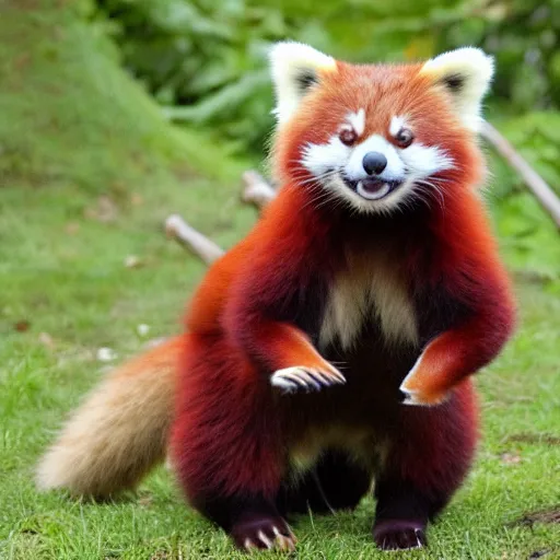 Image similar to army of red pandas! ready for battle