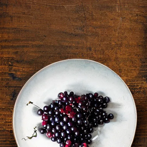 Prompt: a man eats black currants in a plate, hyper realistic, hyper detailed, cfg _ scale 1 2