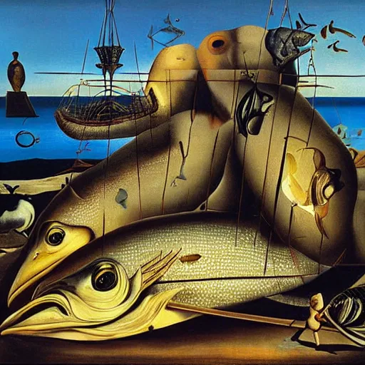 Image similar to overfishing by salvador dali