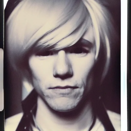 Image similar to Polaroid Portrait of Andy Warhol doing anime cosplay, taken in the 1970s, photo taken on a 1970s polaroid camera, grainy, real life, hyperrealistic, ultra realistic, realistic, highly detailed, epic, HD quality, 8k resolution, body and headshot, film still, front facing, front view, headshot and bodyshot, detailed face, very detailed face