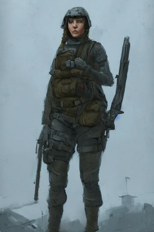 Image similar to medieval british sas female operative with the standard black uniform, artstation, trending on artstation, establishing shot, by simon stalenhag