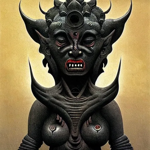 Prompt: naraka buddhist demon korean female, surrounded by black energy, dystopian surrealism, beksinski, symmetrical long head, smooth marble stone surfaces, deep aesthetic