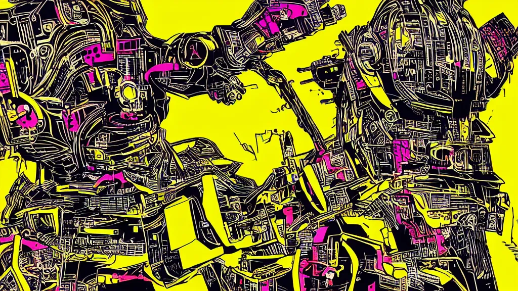 Prompt: cyber - dog futuristic japanese cyberpunk by roy lichtenstein, by andy warhol, ben - day dots, pop art, bladerunner, pixiv contest winner, cyberpunk style, cyberpunk color scheme, mechanical, high resolution, hd, intricate detail, fine detail, 4 k