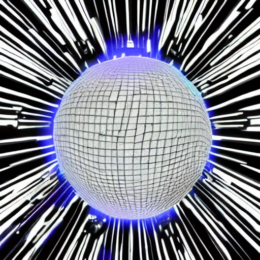 Image similar to a glowing orb of energy floating in mid - air, the inside is like a giant star - gate with portals to other spaces and dimensions