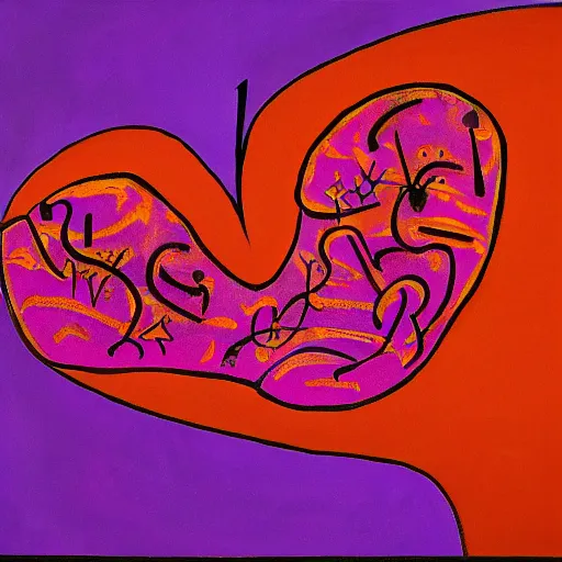 Image similar to a highly detailed painting of the purple hearts in flames, inspired by dali, matisse, klee, bosch, david hockney, trending on artstation, 4 k