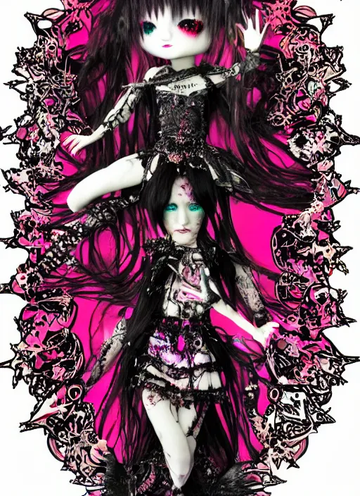 Image similar to spiked bloodmoon pixie sigil stars, goregrind album cover, baroque bedazzled gothic royalty frames surrounding a hellfire hexed witchcore aesthetic, dark vhs broken hearts, neon glyphs spiked pixelsort fairy kei decora doll, 8mm VHS footage of a japanese horror movie