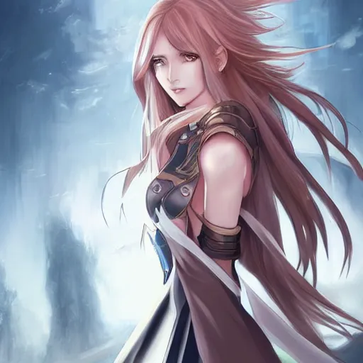 Prompt: a portrait of an attractive knight female anime character with long hair, full shot, high detail artgerm