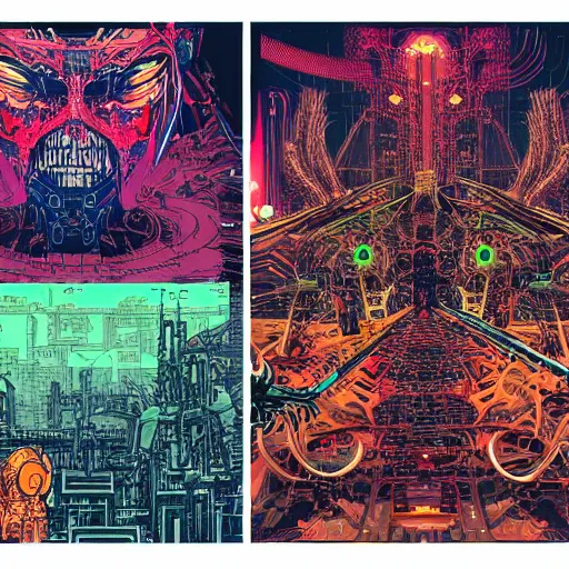 Image similar to a synthesizer from hell, cyberpunk concept art by josan gonzales and philippe druillet and dan mumford and enki bilal and jean claude meziere