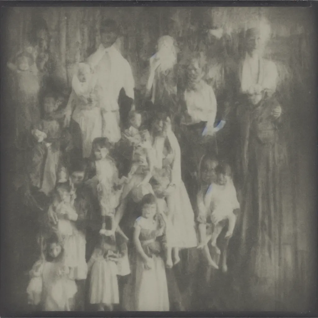 Image similar to polaroid 6 0 0 of a family with a ghost behind