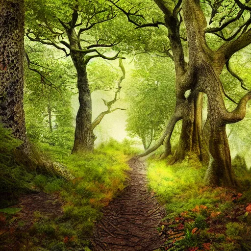 Image similar to A photograph of a tree walking in the forest, very detailed, 8k, ultrarealistic, fantasy