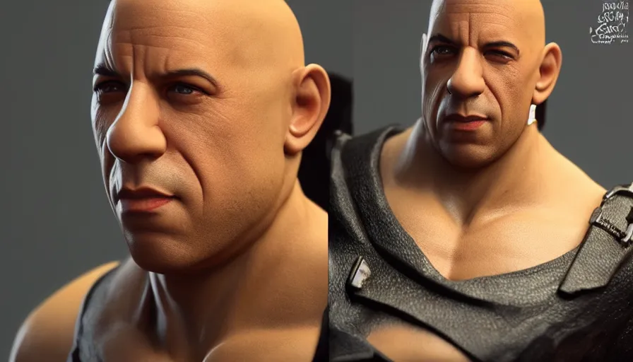 Prompt: Vin Diesel as a hand painted figurine, hyperdetailed, artstation, cgsociety, 8k