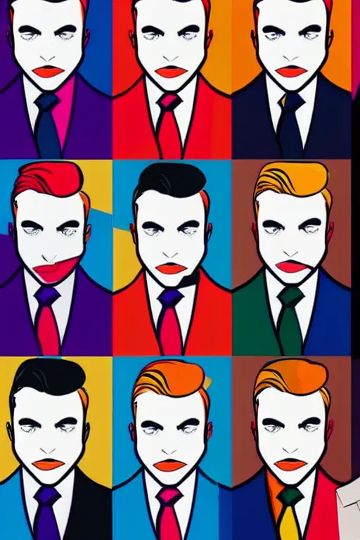 Prompt: men's using tie shirt style, pop art image