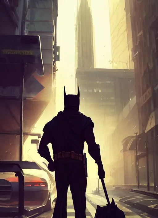 Prompt: Highly detailed full-body portrait of homeless Batman, in GTA V, Stephen Bliss, unreal engine, fantasy art by Greg Rutkowski, Loish, Rhads, Makoto Shinkai and Lois van baarle, ilya kuvshinov, rossdraws global illumination, radiant light, detailed and intricate environment