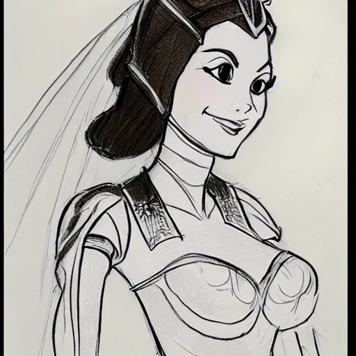 Image similar to milt kahl sketch of victoria justice as princess padme from star wars episode 3