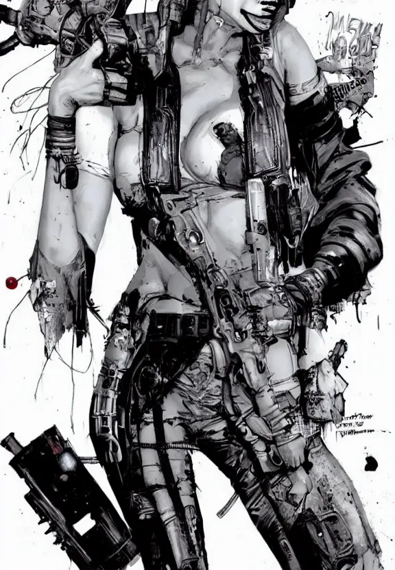 Prompt: a dream portrait of cyberpunk Harley Quinn in post apocalyptic Gotham art by Paul Dini, Travis Charest, Simon Bisley