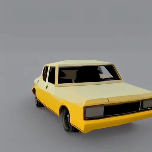 Image similar to a 3d low poly game object of a retro car