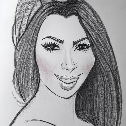 Image similar to milt kahl pencil sketch of kim kardashian