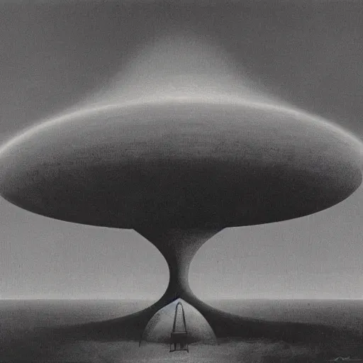 Image similar to UFO made by zdzisław beksiński