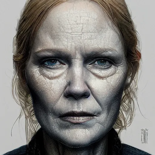 Prompt: ruth from ozark, character portrait, concept art, intricate details, highly detailed by greg rutkowski, michael whelan and gustave done