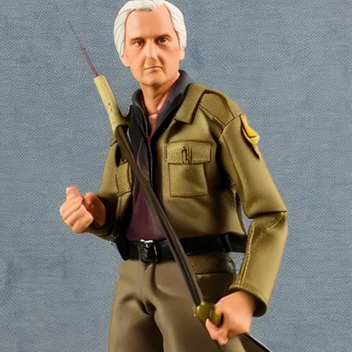 Image similar to 5 inch figure of alan alda as hawkeye from mash, toy, realistic, studio lighting