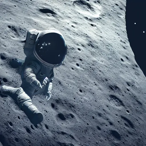 Image similar to astronaut on the moon facing the earth, beautiful dynamic lighting, cinematic, extremely high detail, photo realistic, cinematic lighting, post processed, artstation, 8 k