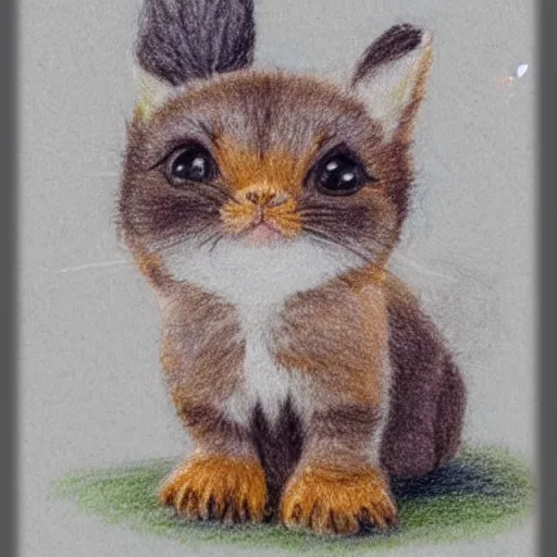 Prompt: just a little guy, just a little fella, cute, adorable, tiny, small, color pencil drawing