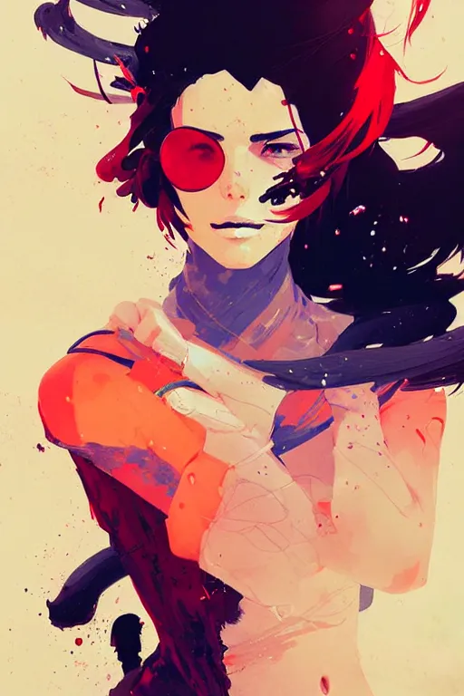 Image similar to an ultradetailed beautiful painting of a stylish woman fighter, by conrad roset, greg rutkowski and makoto shinkai, featured on artstation