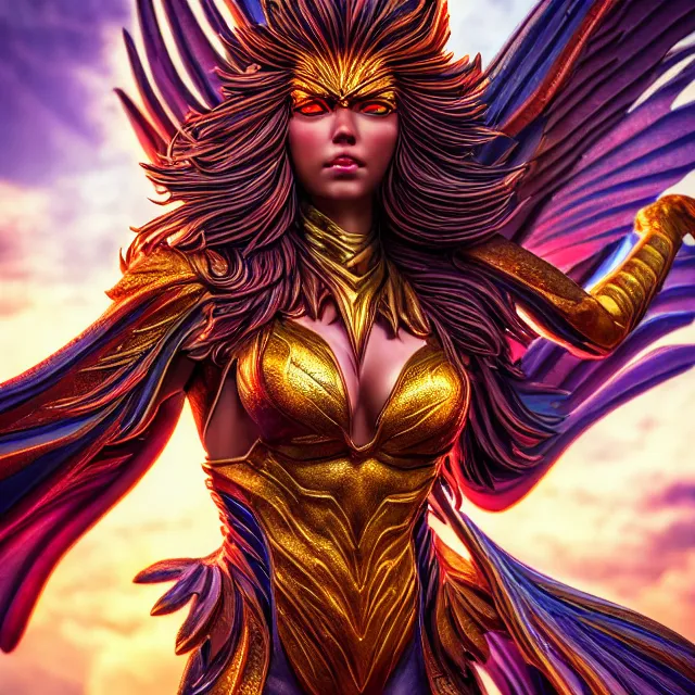 Image similar to phoenix warrior, artgerm, highly detailed, 8 k, hdr, close up, smooth, sharp focus, high resolution, award - winning photo