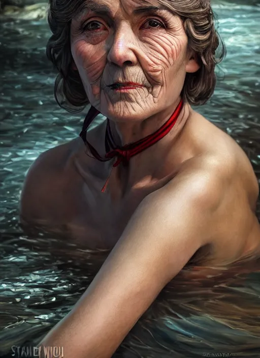 Image similar to photo of a gorgeous old young woman dressed as a man, climbing a river in the style of stefan kostic, realistic, sharp focus, 8k high definition, insanely detailed, intricate, elegant, art by stanley lau and artgerm