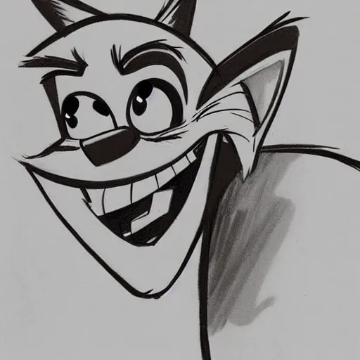 Image similar to milt kahl sketch of crash bandicoot