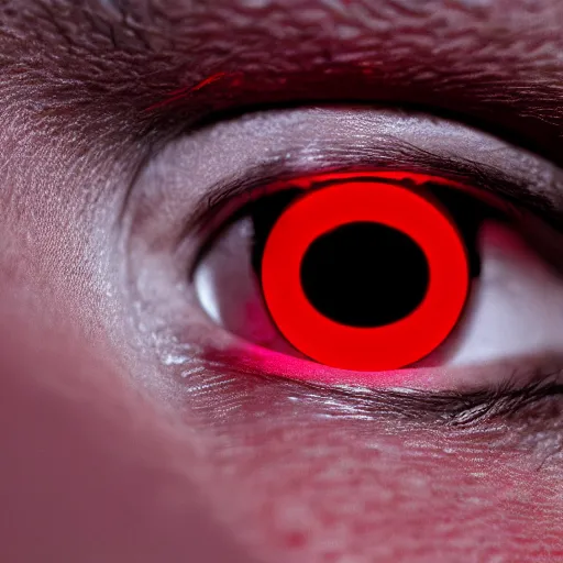 Image similar to an old man with glowing red eyes