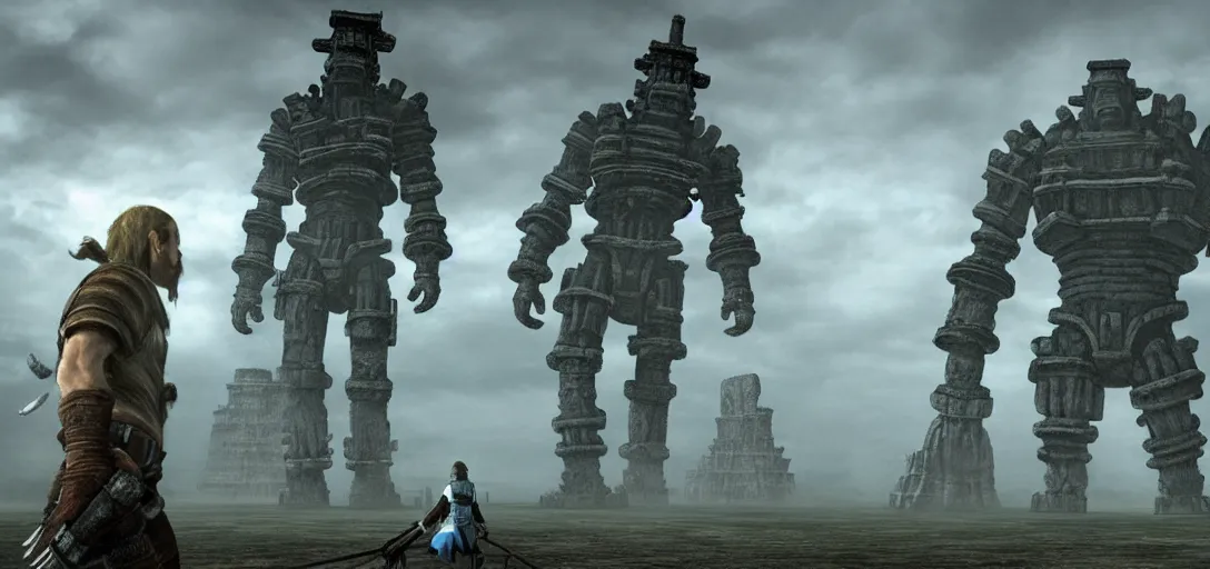 Prompt: jeff bezos as shadow of the colossus