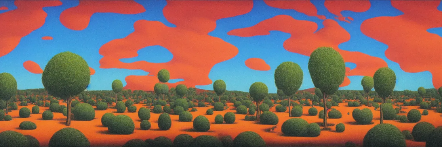 Image similar to Uluru oil painting magritte